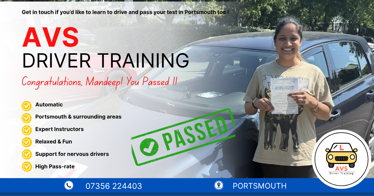 Mandeep passed their driving test with AVS Driver Training