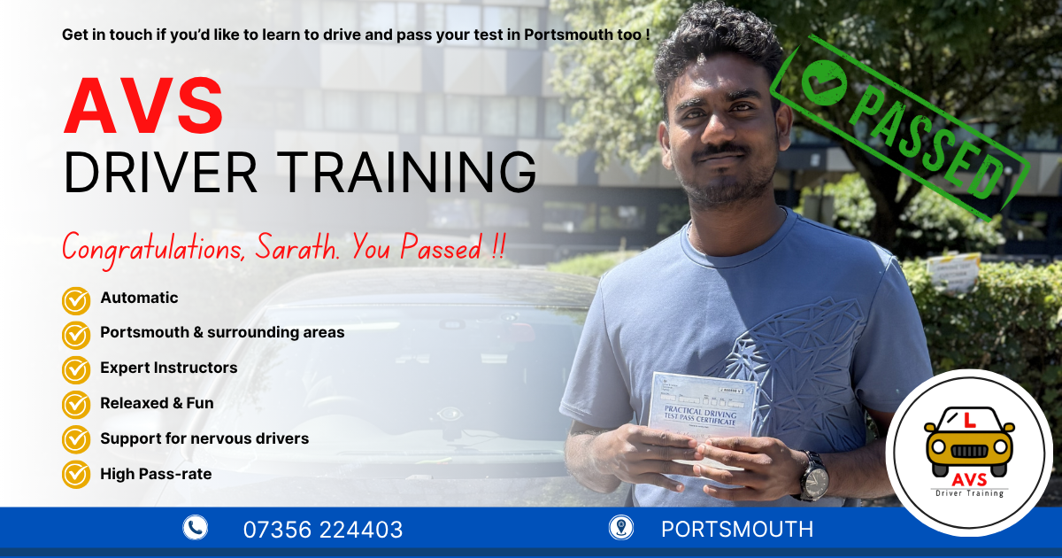 Sarath passed their driving test with AVS Driver Training